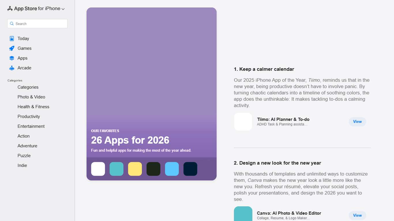 ‎26 Apps for 2026 - App Store