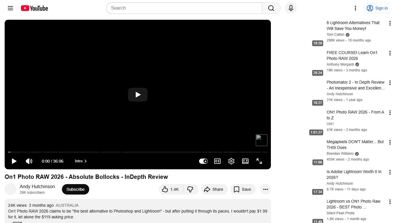On1 Photo RAW 2026 - Absolute Bollocks - InDepth Review - YouTube